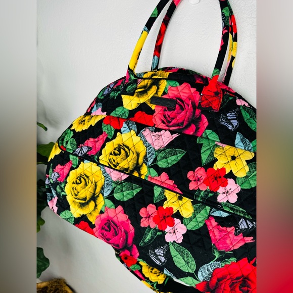 Vera Bradley Large Deluxe Duffle Bag Havana Rose Quilted Floral Retired Travel - Picture 4 of 15